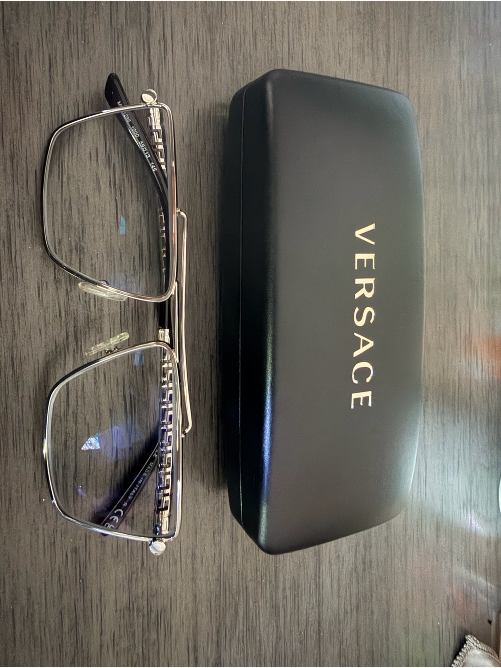 Versace Silver Metal Eyeglasses with Black Case